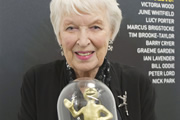 June Whitfield picking up Aardman Slapstick Comedy Legend Award 2013. June Whitfield