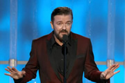 Ricky Gervais hosting The Golden Globes 2012. Ricky Gervais