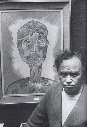 Charlie Drake with one of his own paintings. Charlie Drake