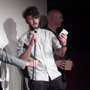 Birmingham Comedy Festival Breaking Talent Award winner Josh Pugh accepts his Mug Of Victory trophy at The Glee Club Birmingham on Friday 2 October 2015. Josh Pugh