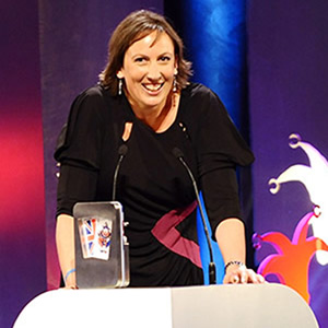 Miranda Hart winning 2010 British Comedy Award. Miranda Hart