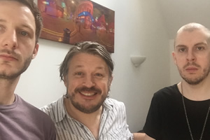 Image shows from L to R: Chris Martin, Richard Herring, Carl Donnelly