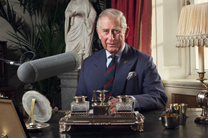 HRH The Prince of Wales recording a message at Clarence House to mark Just A Minute entering its 50th year. Charles Windsor. Copyright: BBC