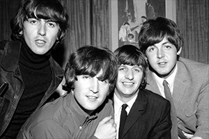 Image shows left to right: The Beatles, George Harrison, John Lennon, Ringo Starr, Paul McCartney. Credit: BBC