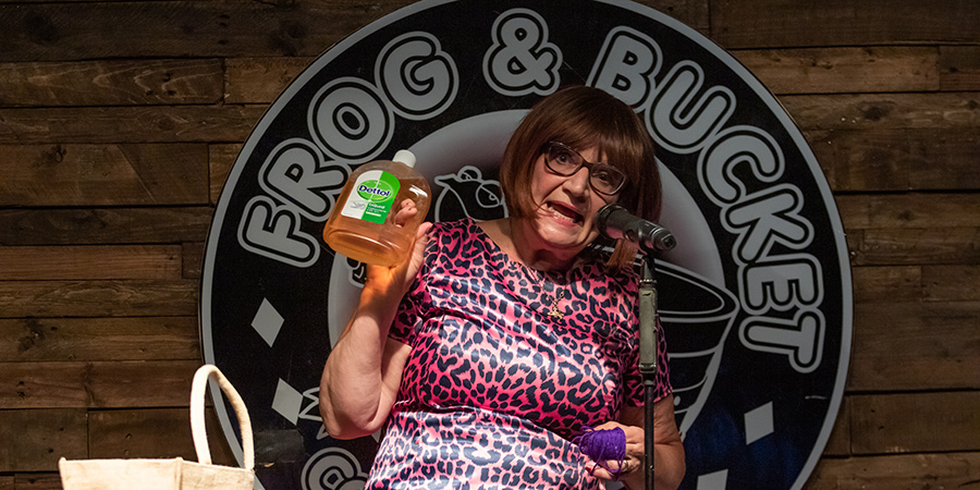 Barbara Nice performing at Frog And Bucket on 29th July 2020, the first indoor gig since lockdown. Janice Connolly. Copyright: Carla Speight