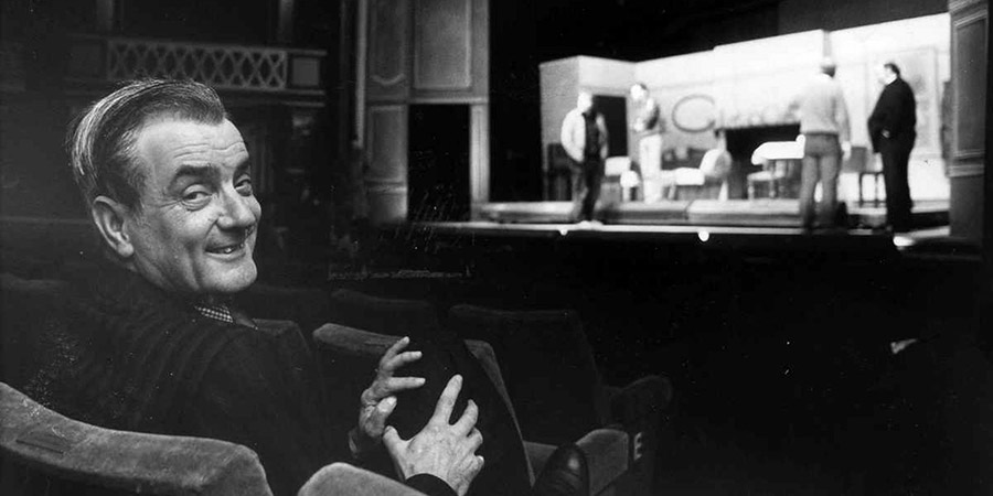 Eddie Braben pictured watching preparations for a play. Eddie Braben