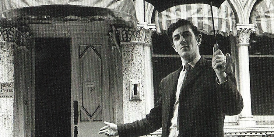 Cook outside 18 Greek Street ahead of its transformation into The Establishment. Peter Cook