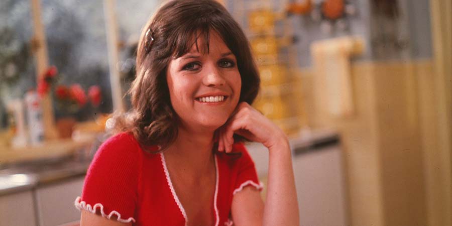 On the set of the Bless This House film. Sally Geeson. Copyright: Peter Rogers Productions