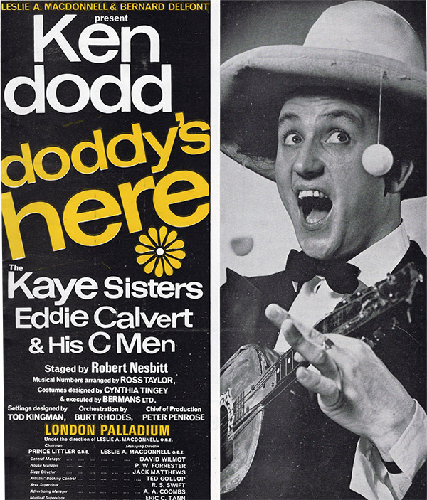 Programme cover for Ken Dodd's Doddy's Here at the London Palladium. Ken Dodd