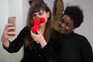 Comic Relief Originals: The Designers. Image shows from L to R: Natasia Demetriou, Lolly Adefope. Copyright: Comic Relief