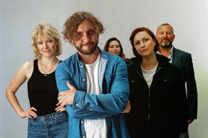 Do Not Touch. Image shows left to right: Sofia Engstrand, Seann Walsh, Julia Westcott-Hutton, Charlotte Hamblin, Blair Plant