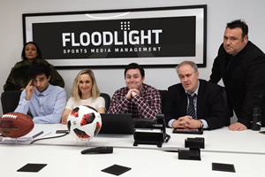 Floodlight. Image shows from L to R: Theresa Godly, Rayo Patel, Roz Brierley, Noah James, Mark Keegan, Richard S Winter