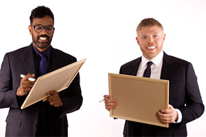 Image shows left to right: Romesh Ranganathan, Rob Beckett