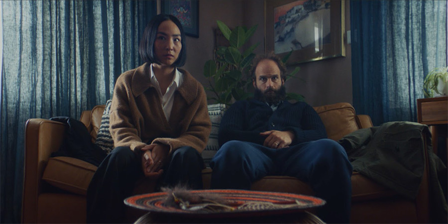 The Breakthrough. Image shows left to right: Greta Lee, Ben Sinclair